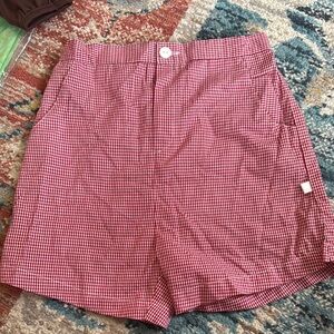 Hand Crafted Red Checkered Kids Shorts